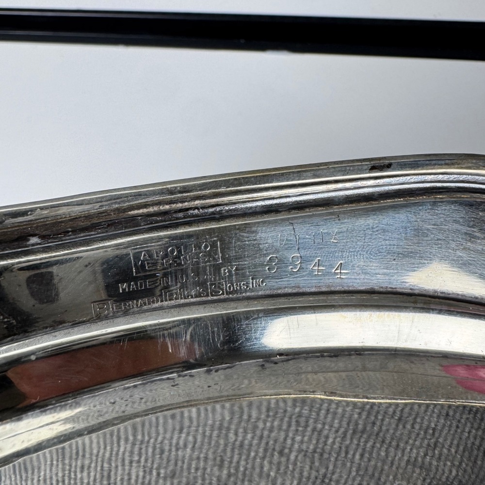 Apollo Bernard Rice's Sons Silver Plated Oval Serving Bowl Octagonal Rim 3944 - Picture 8 of 9